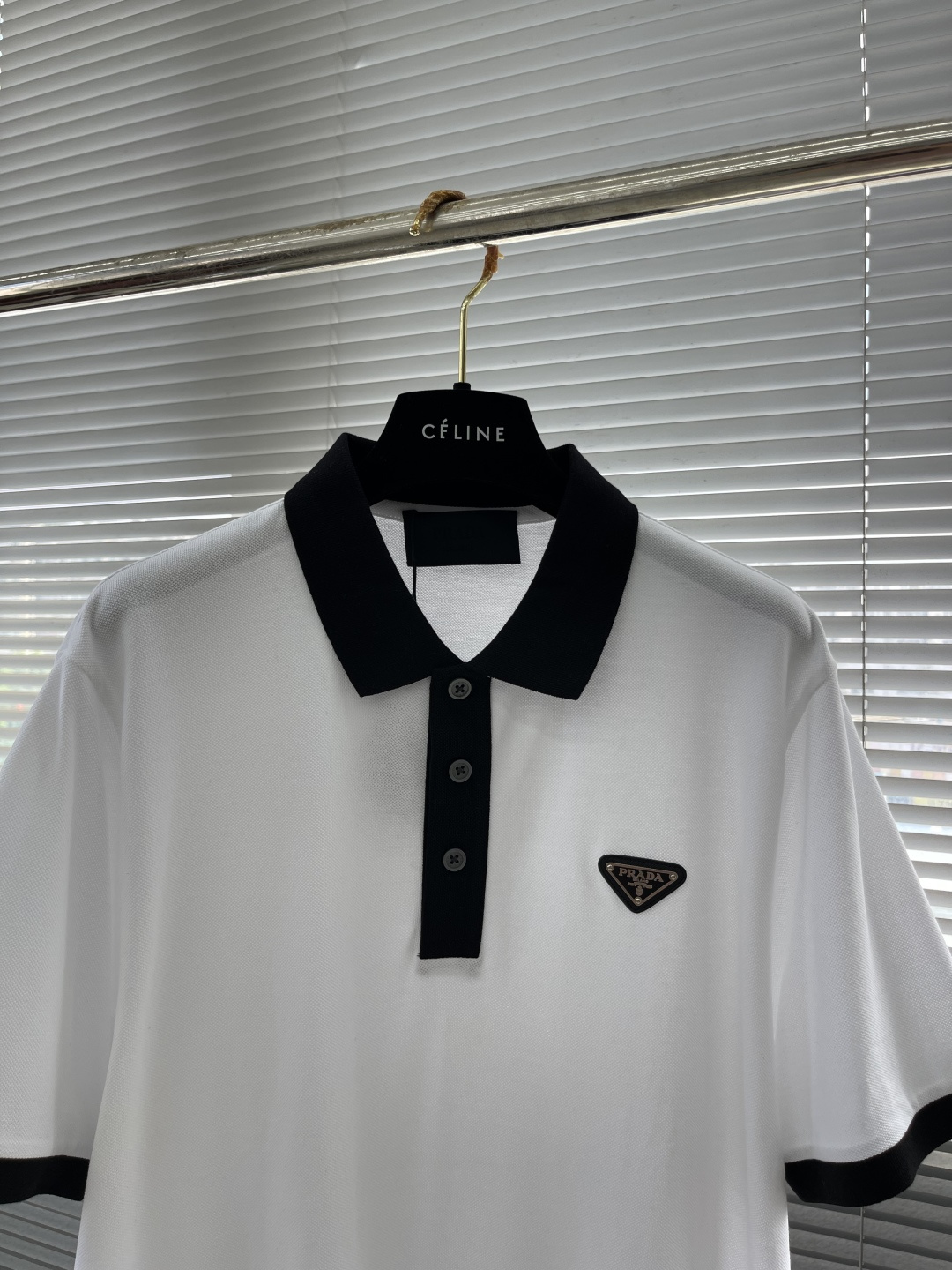 -PRAD 2025春夏新款🌟三角标识翻领Polo衫纯棉珠地棉面料经典款POLO衫，经典爆款系列，图案装