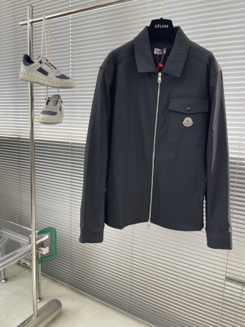 Moncler Cotton Twill Zip-Up Shirt Jacket with Subtle Texture in Brown 1 Moncler Cotton Twill Zip-Up Shirt Jacket with Subtle Texture in Brown