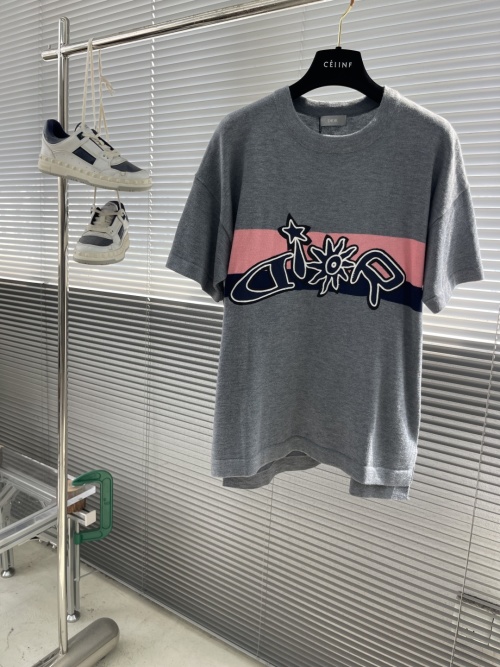 Dior x Lewis Hamilton Grey Wool Knit T-Shirt With Embroidered Logo 1 Dior x Lewis Hamilton Grey Wool Knit T-Shirt With Embroidered Logo