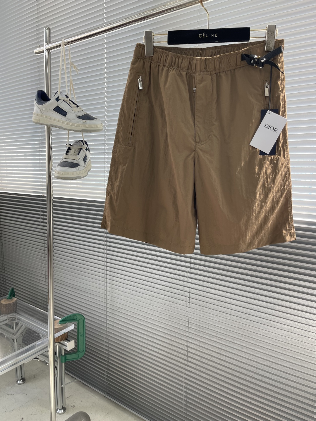 Dior Brown Tech Fabric Shorts with Dior Buckle - New 2025 Collection