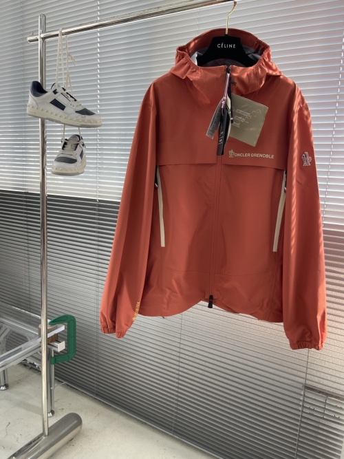 Moncler Grenoble Women's Waterproof Hooded Jacket, Solid Color Logo Print 1 Moncler Grenoble Women's Waterproof Hooded Jacket, Solid Color Logo Print