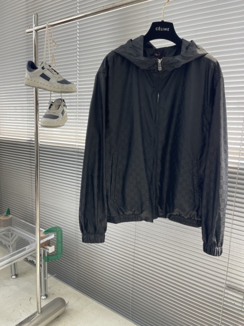 Gucci Black Nylon Jacquard Foldable Hooded Jacket - 2025 Spring Collection 1 Gucci Black Nylon Jacquard Foldable Hooded Jacket - 2025 Spring Collection