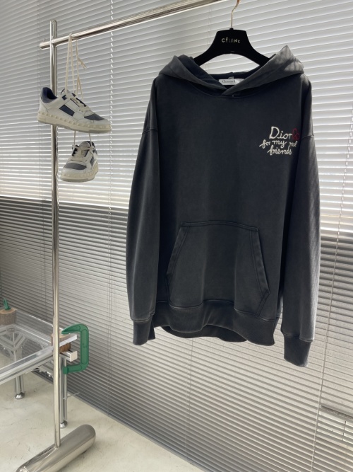Dior Embroidery Heart Hooded Sweatshirt Washed Cotton Unisex S-XL 1 Dior Embroidery Heart Hooded Sweatshirt Washed Cotton Unisex S-XL