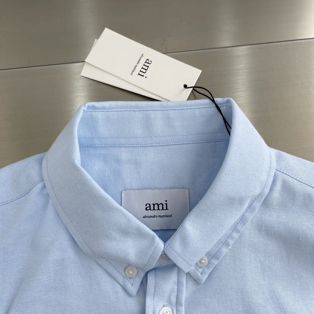 -Ami Paris 爱心刺绣衬衫定制臻品柔韧牛津棉布 质感卓越 紧致而爽滑 舒适贴肤 纯净之白 演绎极