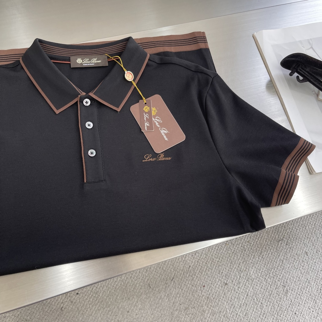 

-Loro Piana   贸易公司渠道臻品，2025早秋新款男士高端商务休闲珠地棉翻领POLO衫！