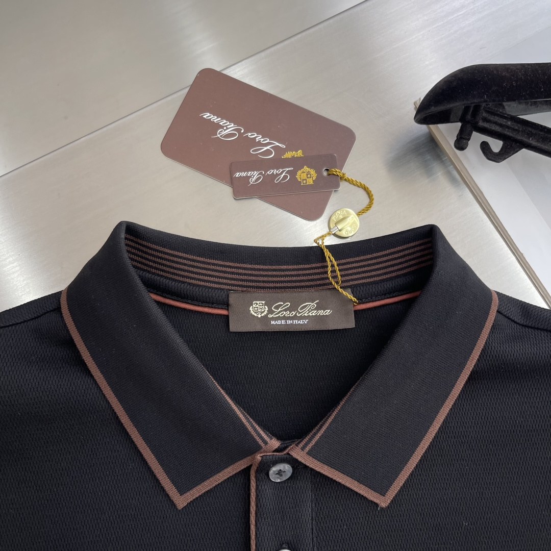 

-Loro Piana   贸易公司渠道臻品，2025早秋新款男士高端商务休闲珠地棉翻领POLO衫！