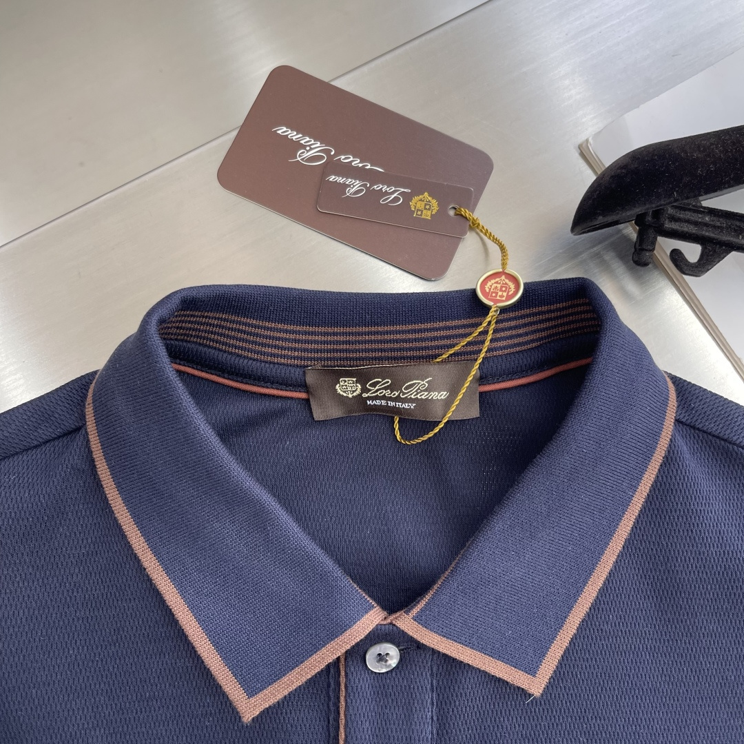 

-Loro Piana   贸易公司渠道臻品，2025早秋新款男士高端商务休闲珠地棉翻领POLO衫！