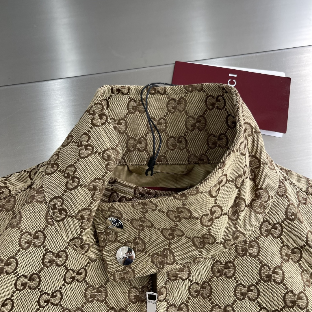 -GUCC 25ss新款帆布飞行员外套夹克 合身 男款 高版本码数：S.M.L.XL衣长66676869