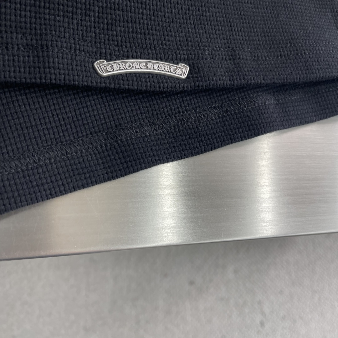 -CH 克罗心 拼皮亨利领华夫格卫衣面料采用洗前350克全棉华夫格双层材质 (区别低克重偷工减料以及非纯