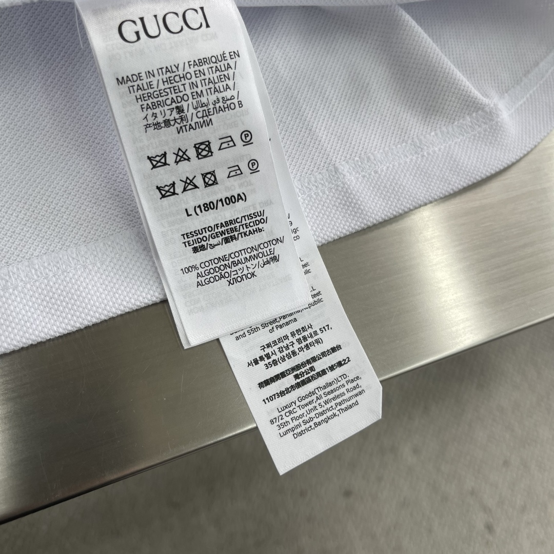-GUCC 25ss新款方领珍珠POLO衫，纯色 高版本码数：S.M.L.XL衣长71737577肩宽4