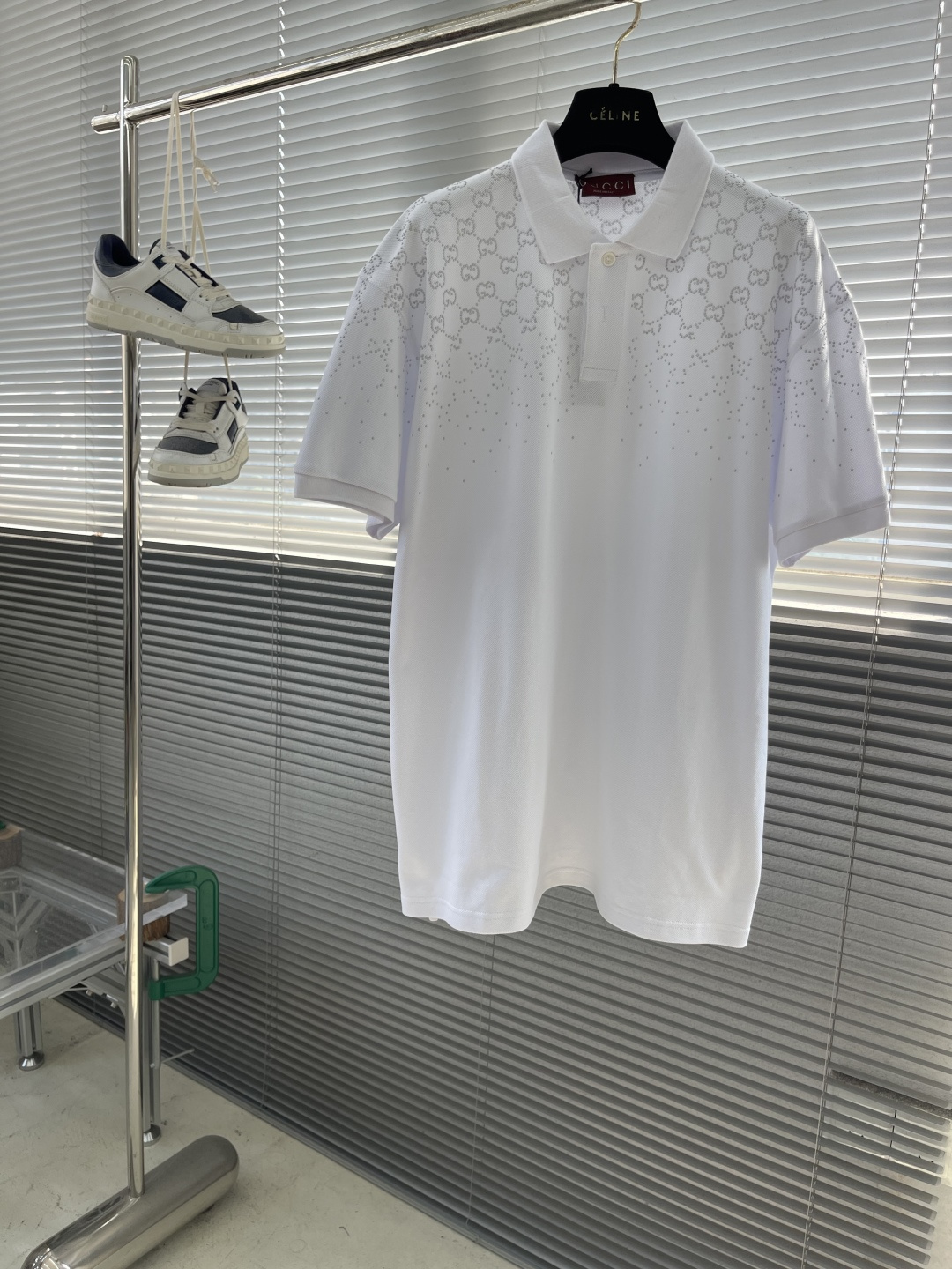 -GUCC 25ss新款方领珍珠POLO衫，纯色 高版本码数：S.M.L.XL衣长71737577肩宽4