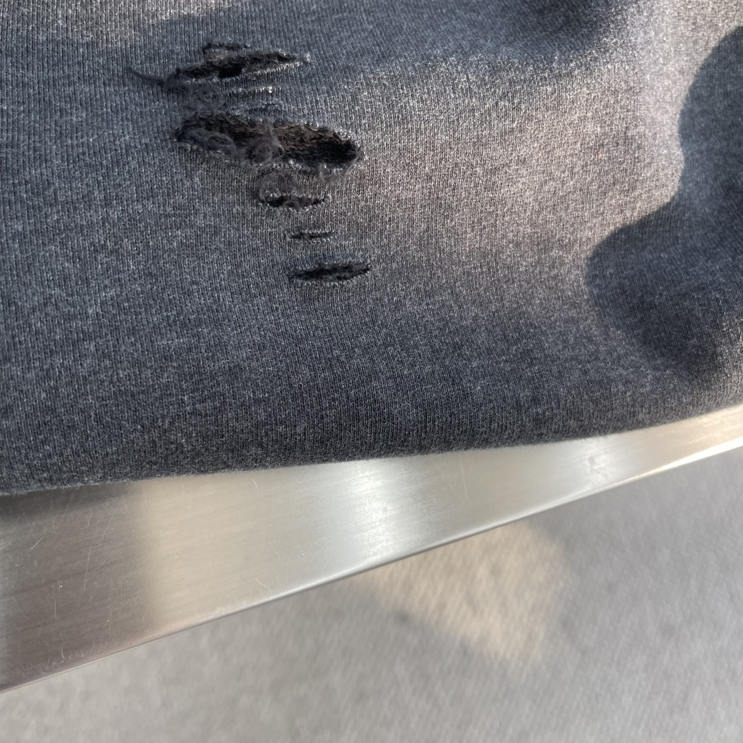 -Acne Studios 破洞做旧徽标拉链外套定制定染1:1灰绿臻柔棉彩棉卫衣料 【面布与毛圈底呈同色