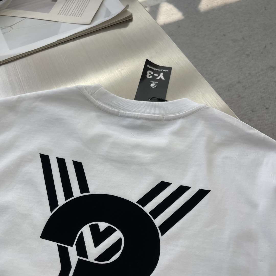 -Y-3     2025秋冬新款厚长袖T恤320克纯棉字母logo 植绒码数：S  M  L  XL