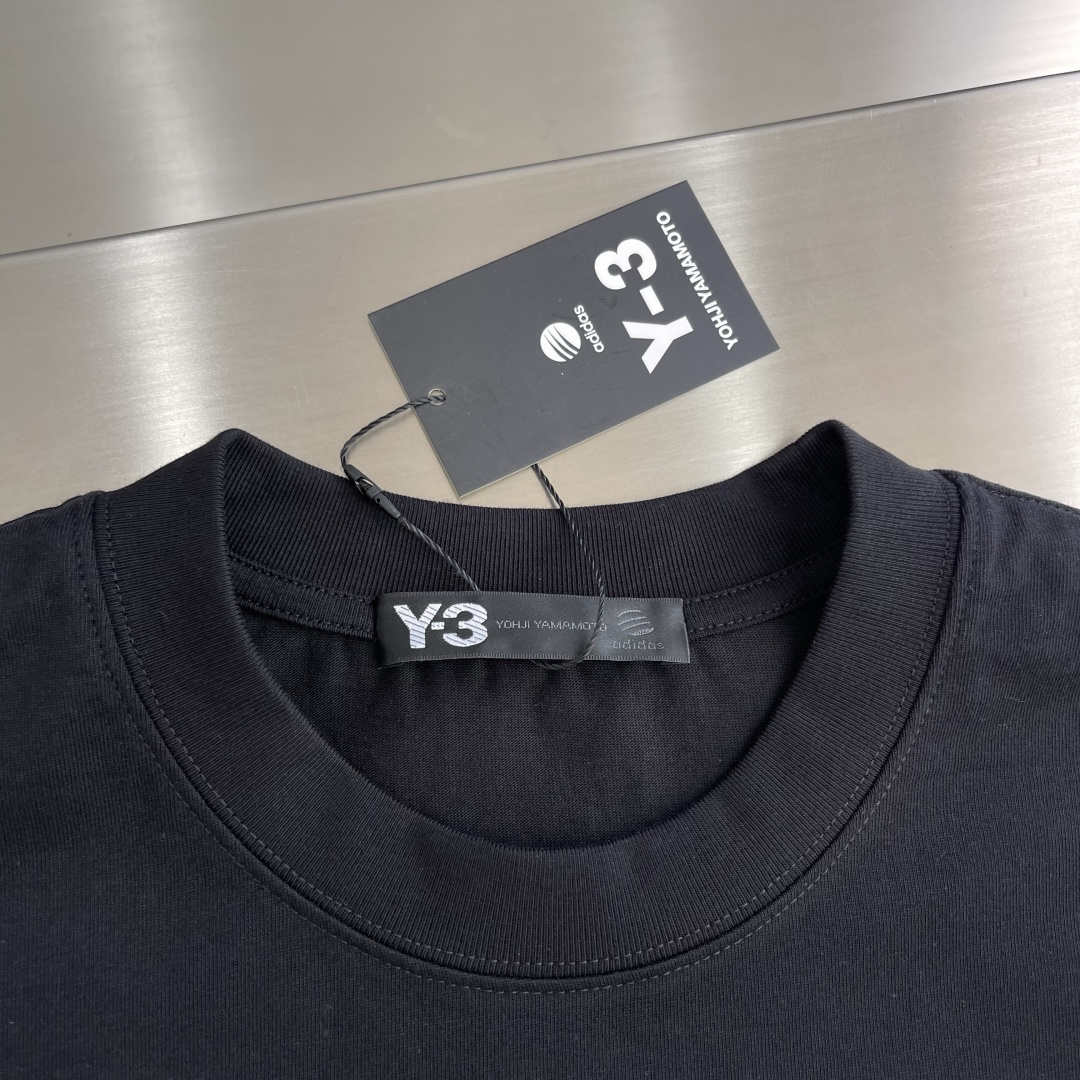 -Y-3     2025秋冬新款厚长袖T恤320克纯棉字母logo 植绒码数：S  M  L  XL