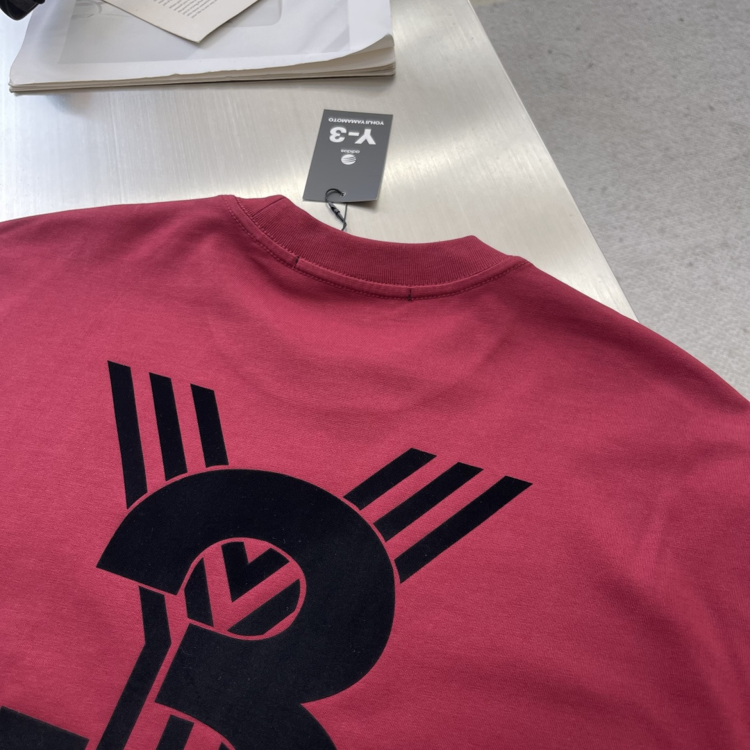-Y-3     2025秋冬新款厚长袖T恤320克纯棉字母logo 植绒码数：S  M  L  XL