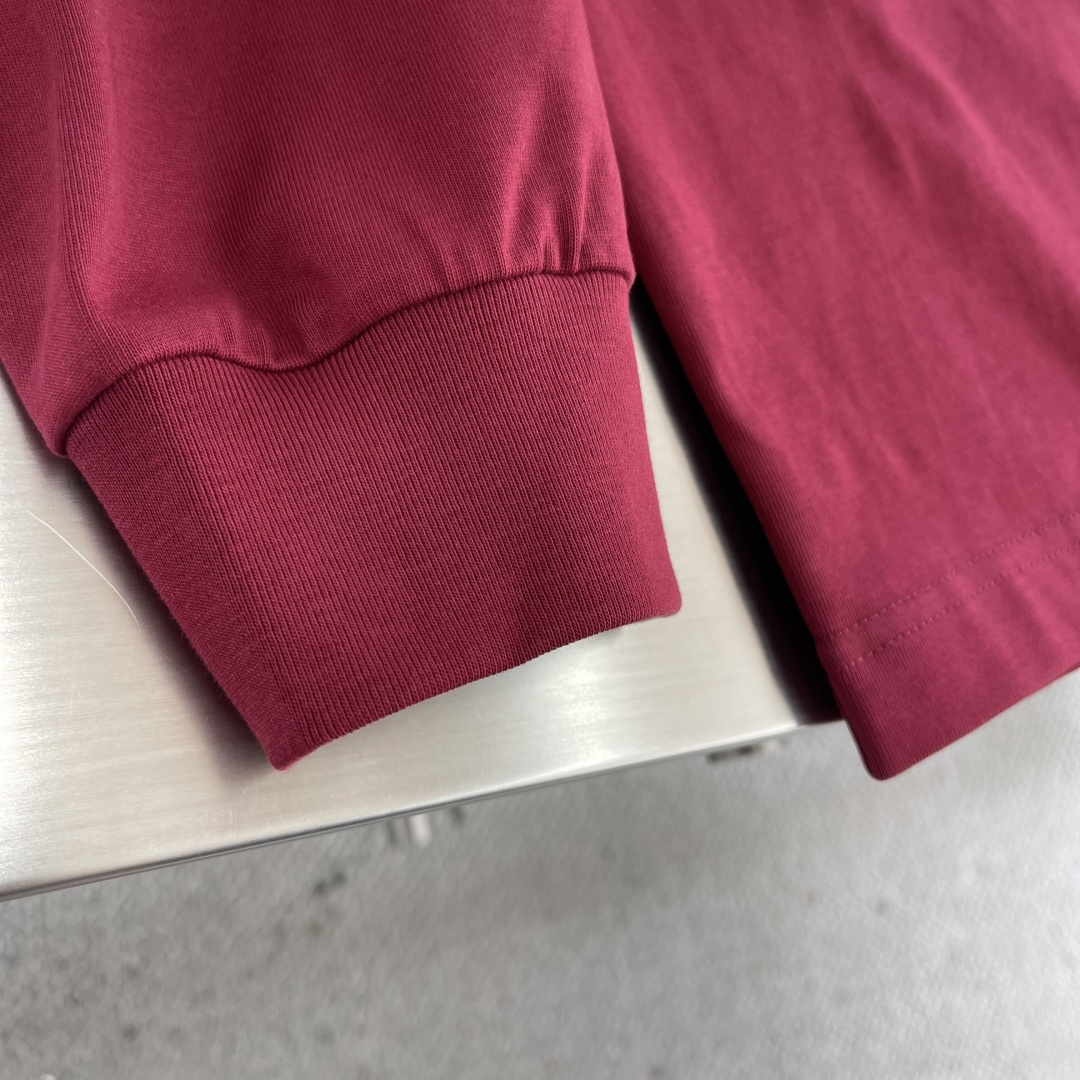 -FEND 2025秋冬新款厚长袖T恤320克纯棉字母logo 植绒码数：S M L XL