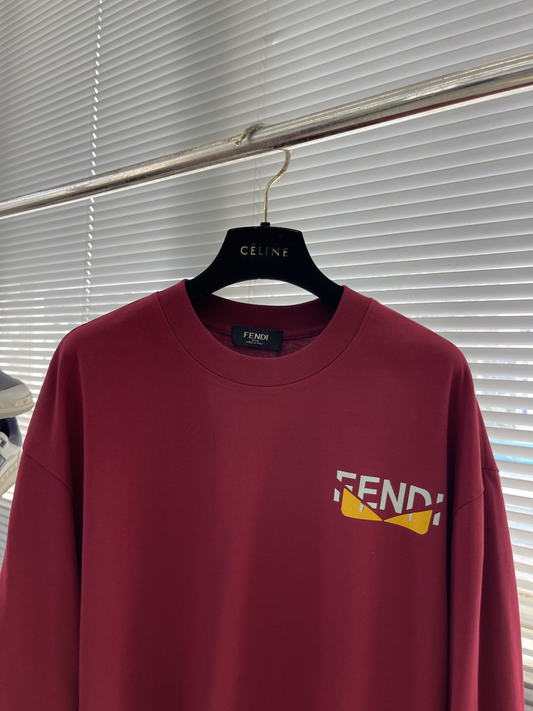 -FEND 2025秋冬新款厚长袖T恤320克纯棉字母logo 植绒码数：S M L XL