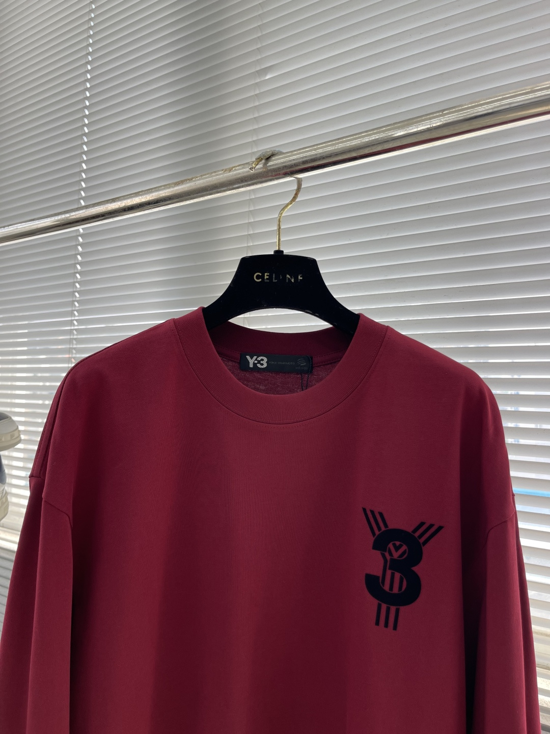 -Y-3     2025秋冬新款厚长袖T恤320克纯棉字母logo 植绒码数：S  M  L  XL