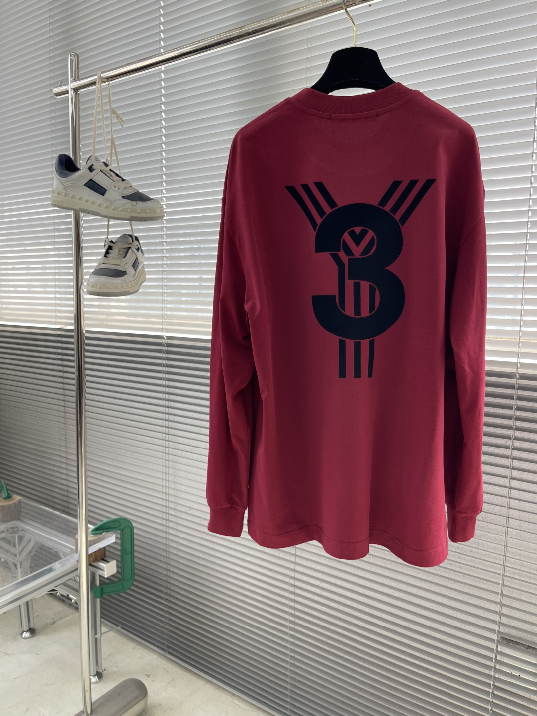 -Y-3     2025秋冬新款厚长袖T恤320克纯棉字母logo 植绒码数：S  M  L  XL