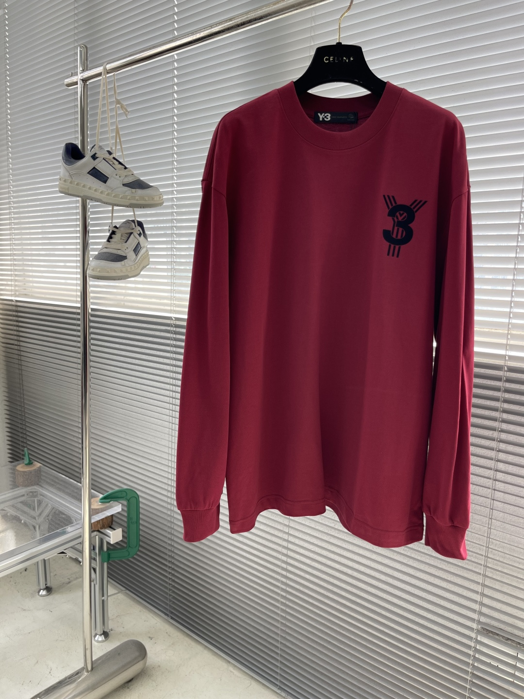 -Y-3     2025秋冬新款厚长袖T恤320克纯棉字母logo 植绒码数：S  M  L  XL