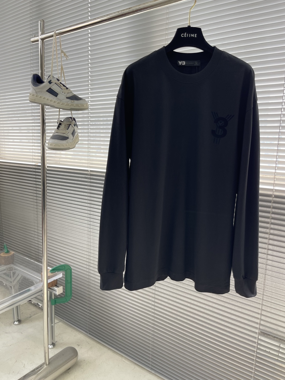 -Y-3     2025秋冬新款厚长袖T恤320克纯棉字母logo 植绒码数：S  M  L  XL