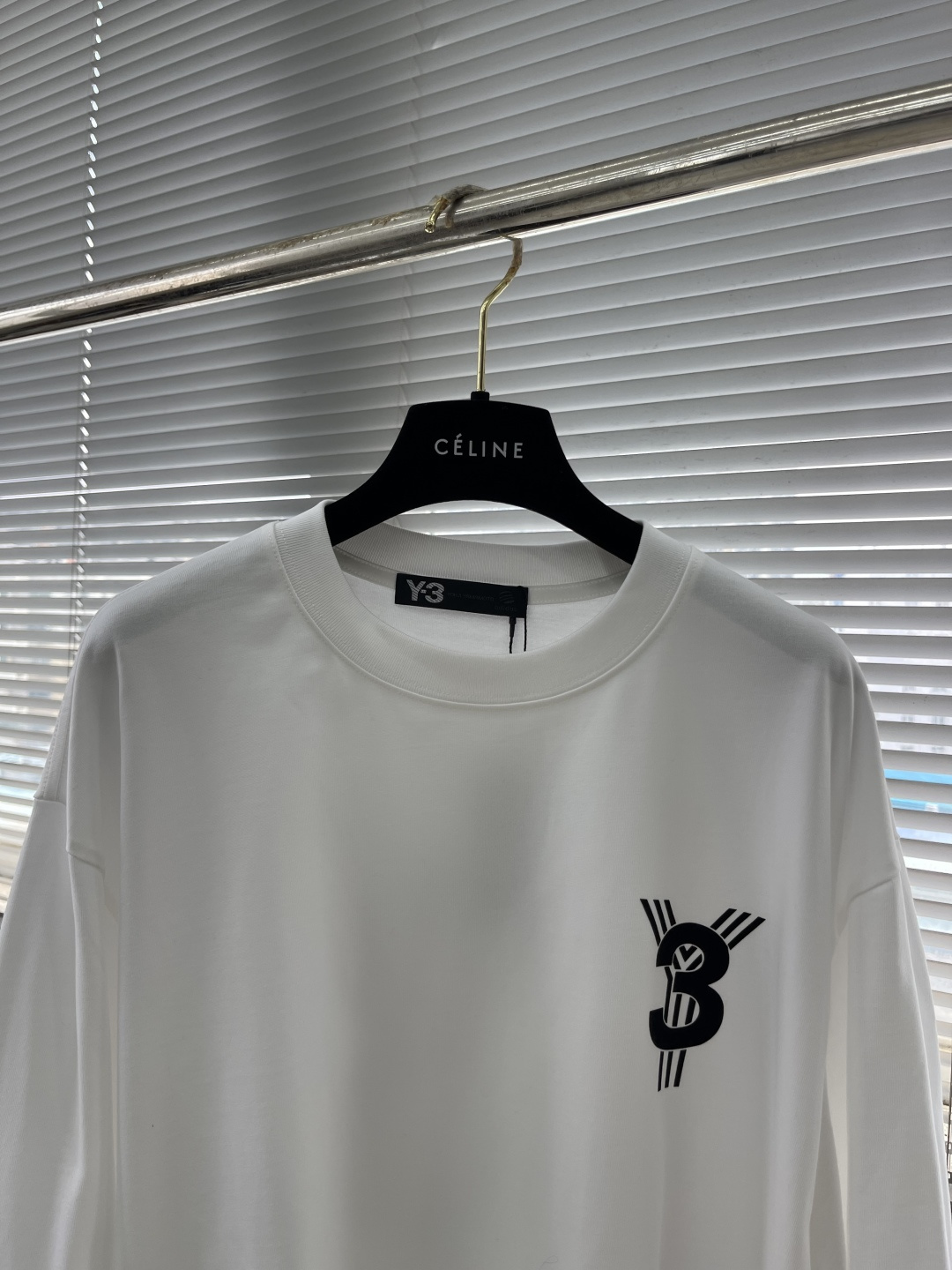 -Y-3     2025秋冬新款厚长袖T恤320克纯棉字母logo 植绒码数：S  M  L  XL