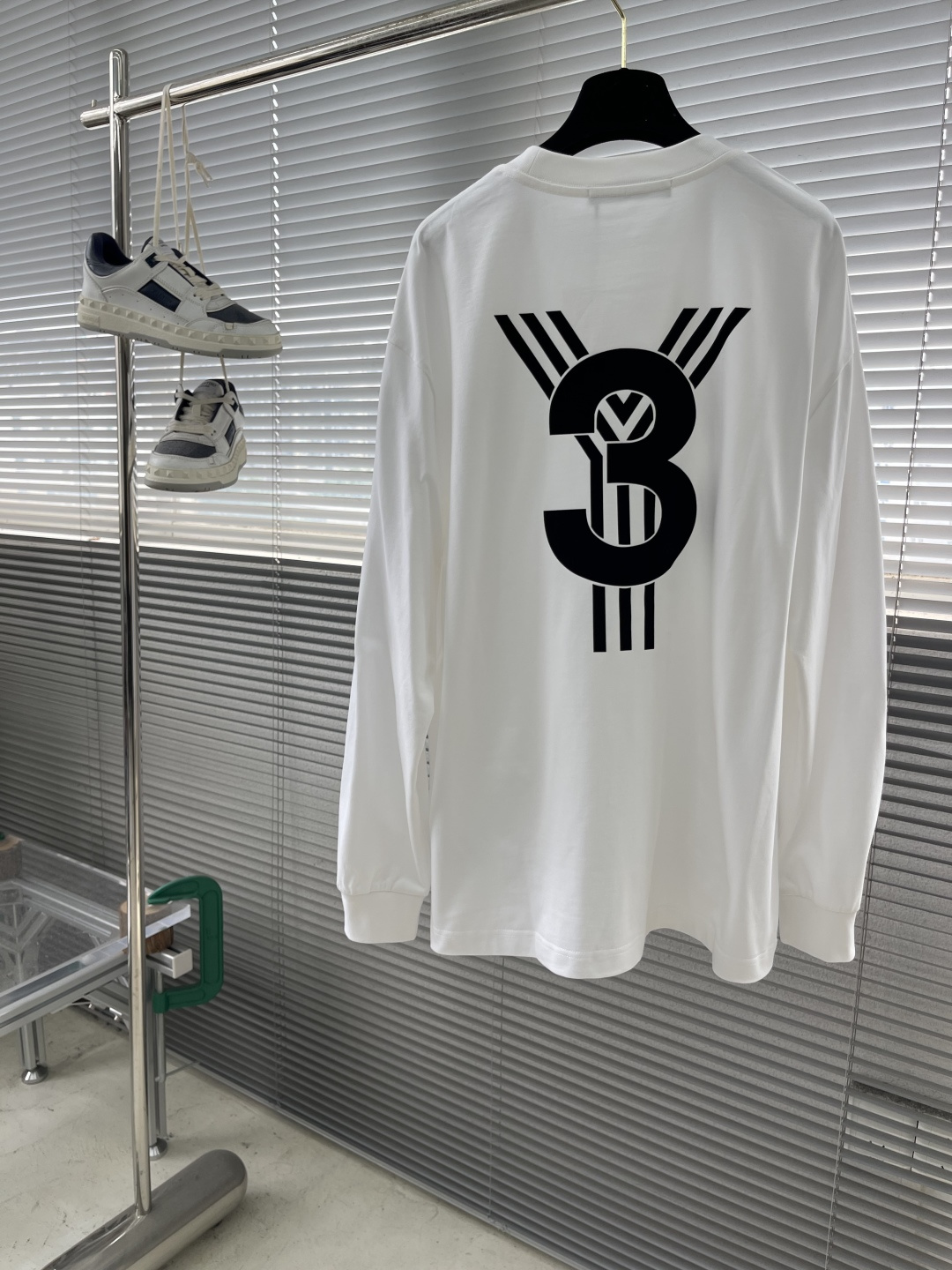 -Y-3     2025秋冬新款厚长袖T恤320克纯棉字母logo 植绒码数：S  M  L  XL
