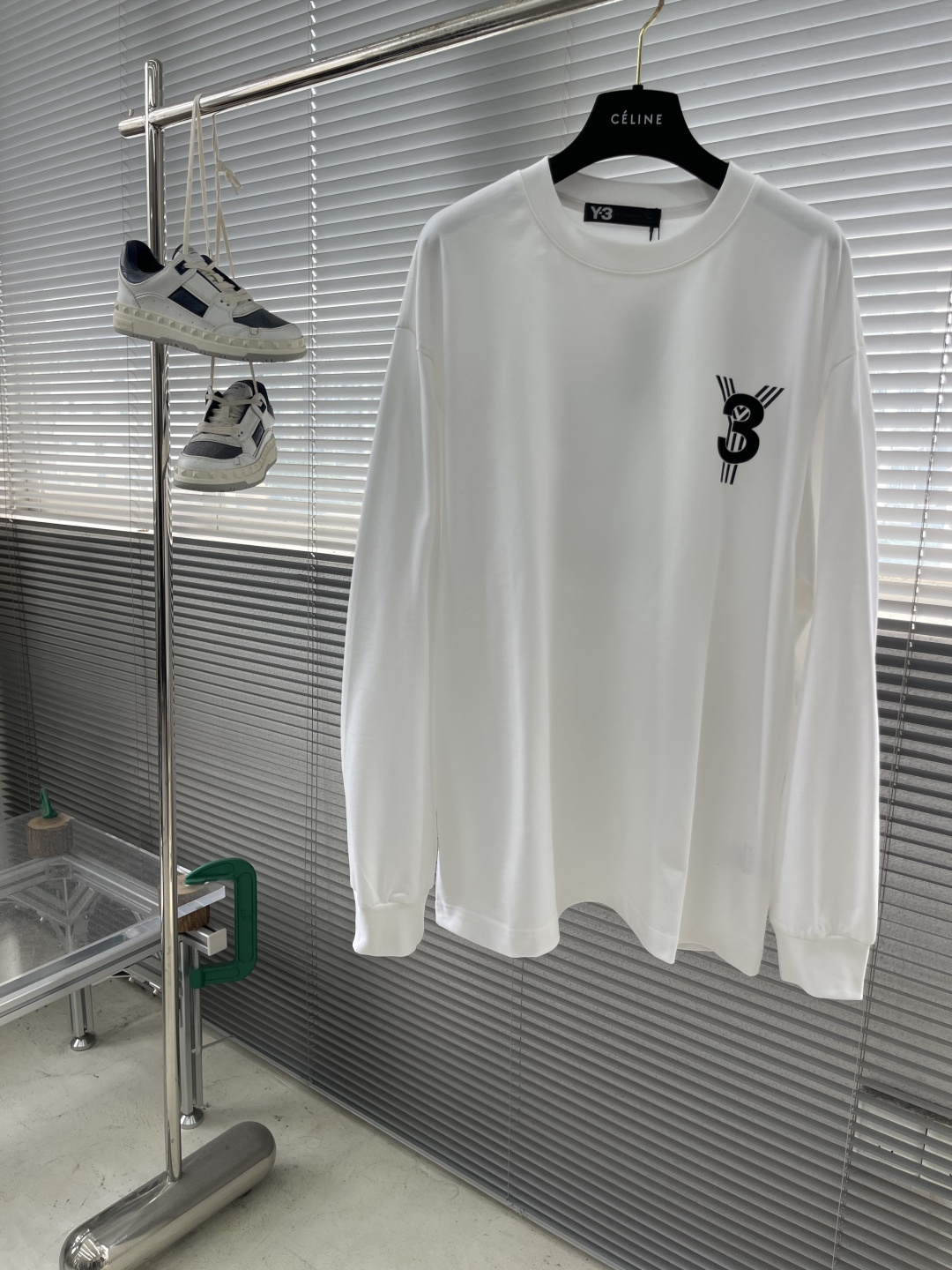 -Y-3     2025秋冬新款厚长袖T恤320克纯棉字母logo 植绒码数：S  M  L  XL