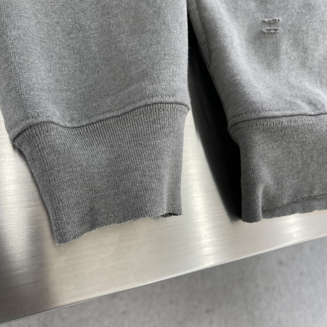 -Acne Studios 破洞做旧徽标拉链外套定制定染1:1灰绿臻柔棉彩棉卫衣料 【面布与毛圈底呈同色