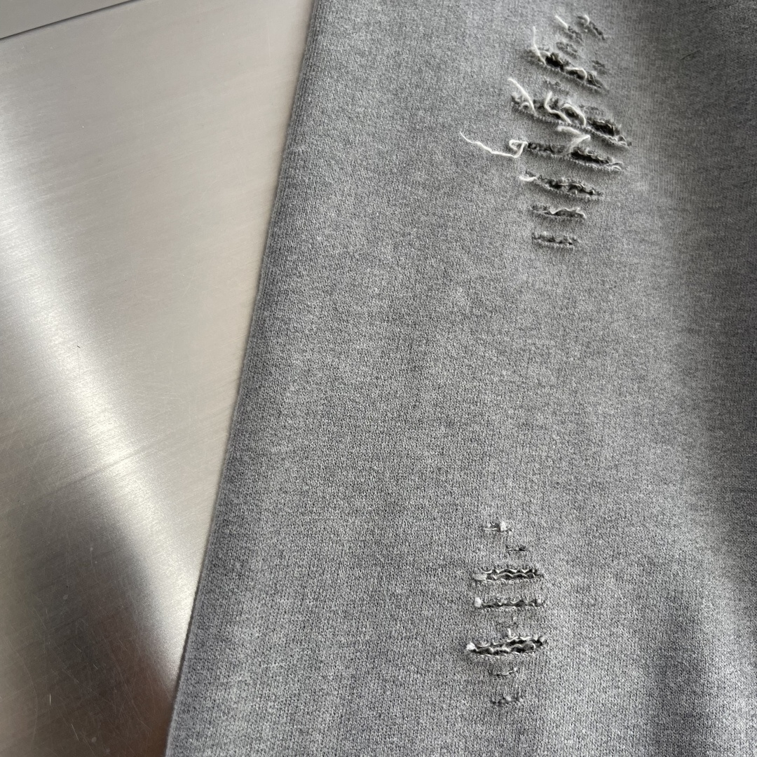 -Acne Studios 破洞做旧徽标拉链外套定制定染1:1灰绿臻柔棉彩棉卫衣料 【面布与毛圈底呈同色