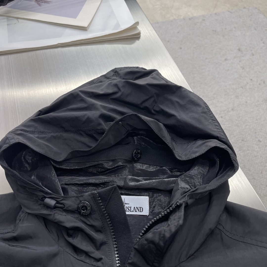 -Stone Island 2025秋冬新款机能袖章休闲户外防风薄款连帽风衣夹克外套 原版1/1复刻🔥高