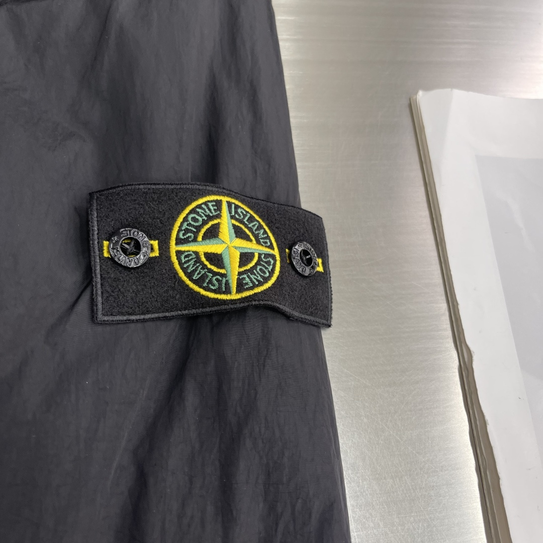 -Stone Island 2025秋冬新款机能袖章休闲户外防风薄款连帽风衣夹克外套 原版1/1复刻🔥高