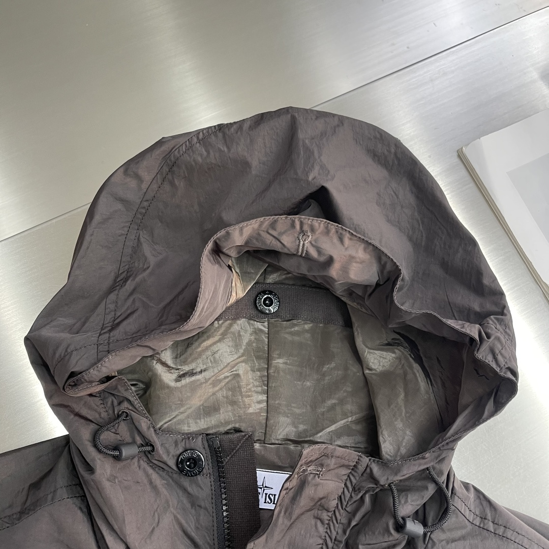 -Stone Island 2025秋冬新款机能袖章休闲户外防风薄款连帽风衣夹克外套 原版1/1复刻🔥高