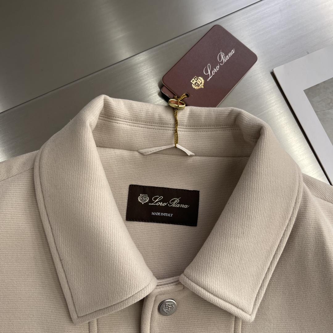 -Loro Piana 25fw新款老钱风翻领标识刺绣夹克外套客订面料或选用高端羊绒（若为羊绒面料 ），