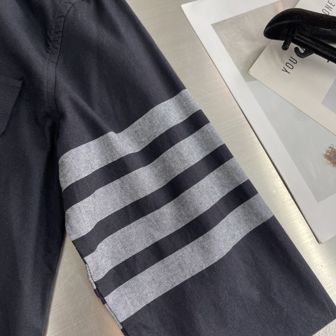 -TB 牛津纺拉链工装双袋外套袖子四道杠衬衫外套TB衬衫经典拉链双袋工装衬衫新款开衫外套 专柜官网同步 