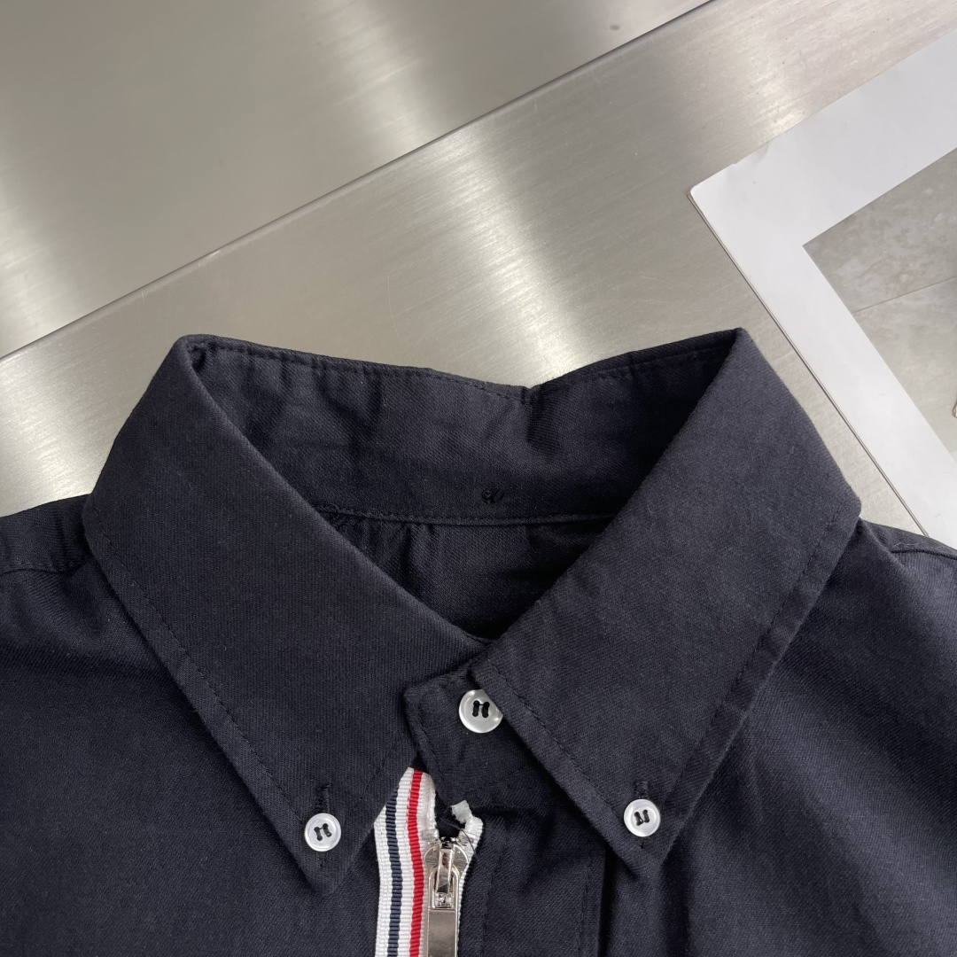 -TB 牛津纺拉链工装双袋外套袖子四道杠衬衫外套TB衬衫经典拉链双袋工装衬衫新款开衫外套 专柜官网同步 