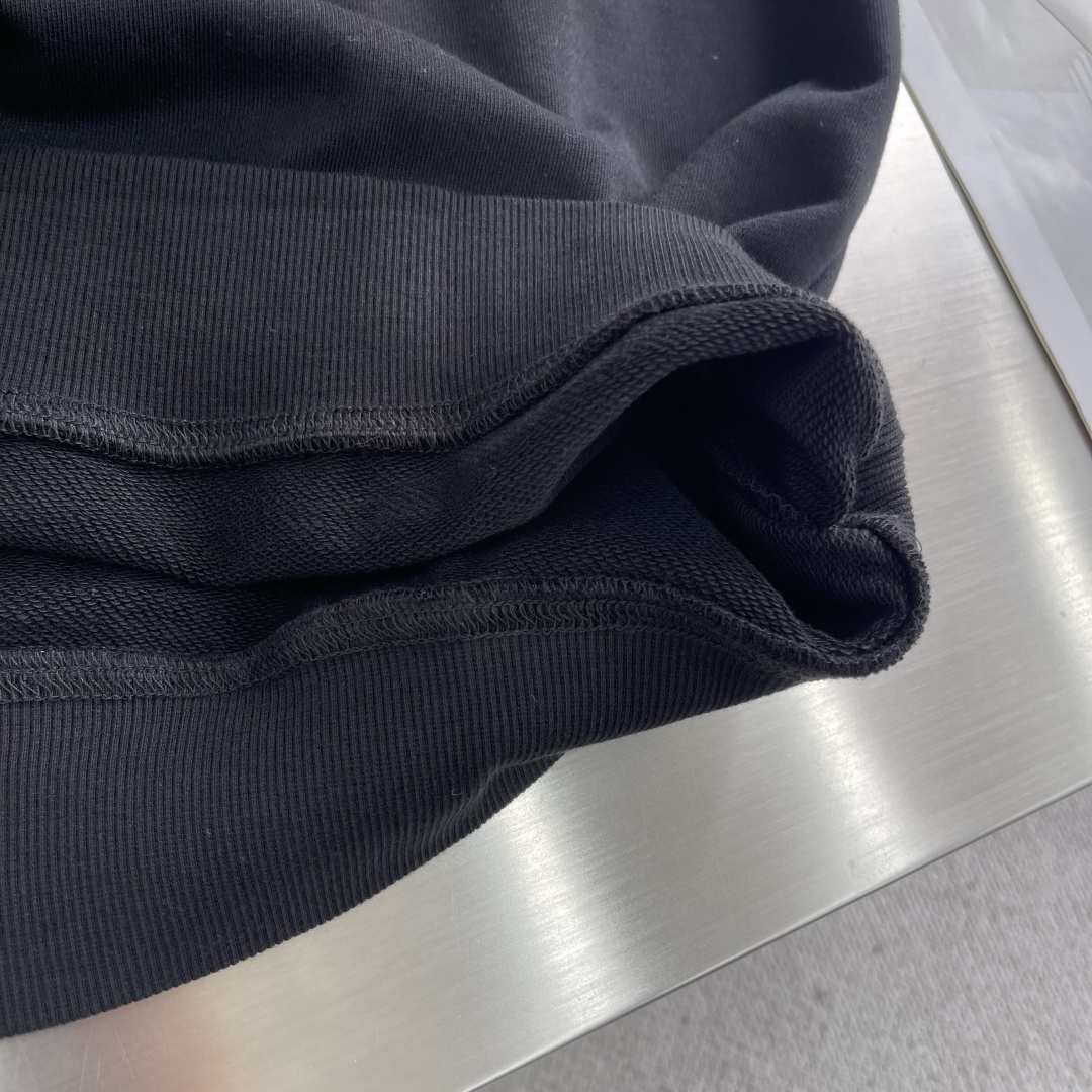 -Dio 25fw Montaigne卫衣380克精梳棉双股毛圈卫衣料全棉拉架罗纹 胶浆印花面料酵洗定制