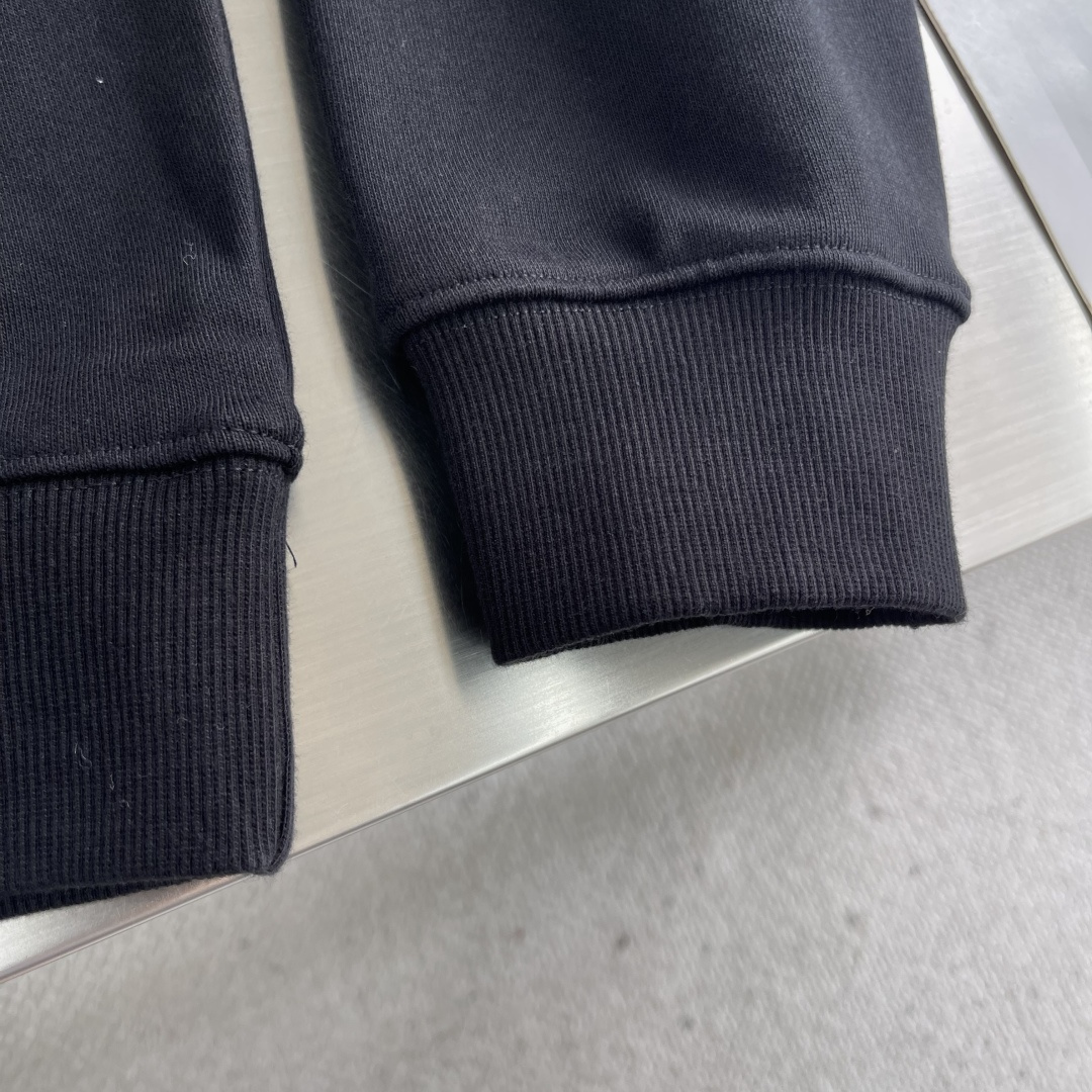 -Dio 25fw Montaigne卫衣380克精梳棉双股毛圈卫衣料全棉拉架罗纹 胶浆印花面料酵洗定制