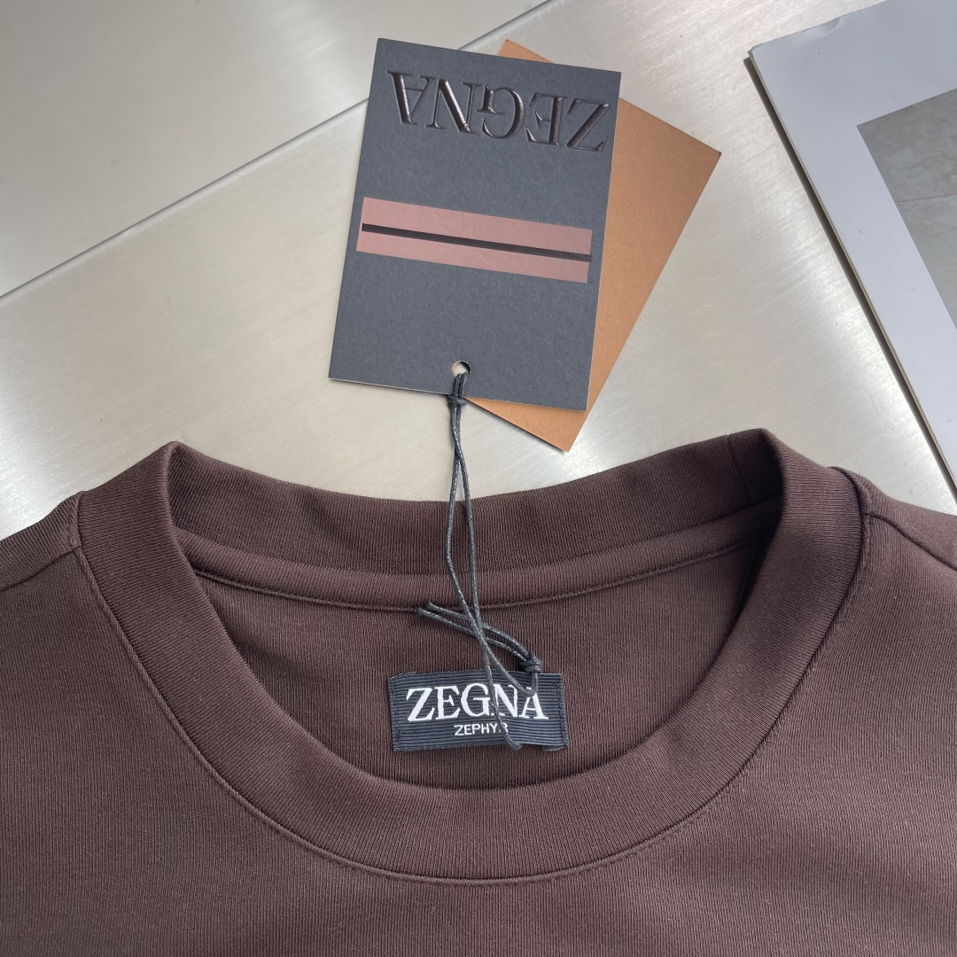 -Z ZEGN 渠道精品 顶级客供新疆长绒棉 2025fw高级商务男士经典短袖打底衫衫！ 手感细腻丝滑 