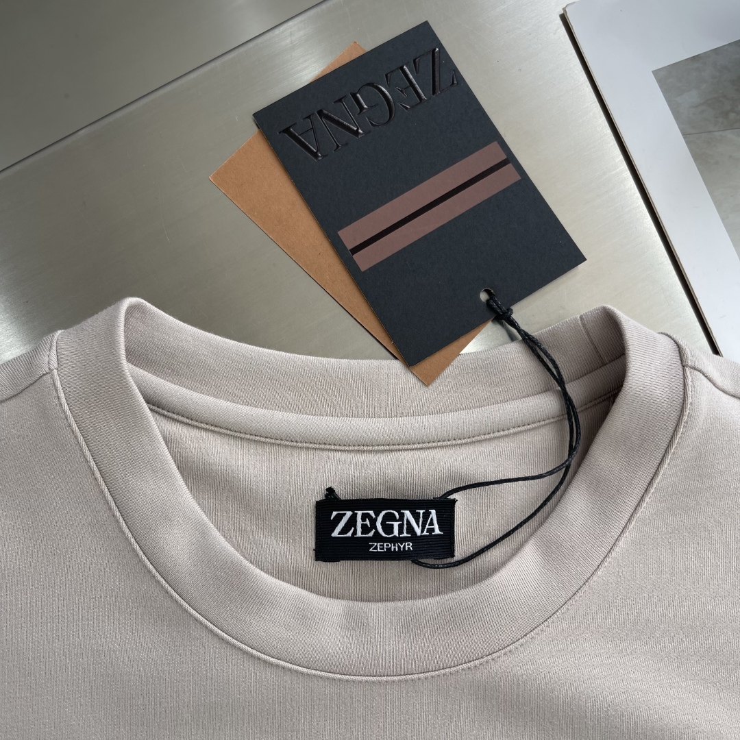 -Z ZEGN 渠道精品 顶级客供新疆长绒棉 2025fw高级商务男士经典短袖打底衫衫！ 手感细腻丝滑 