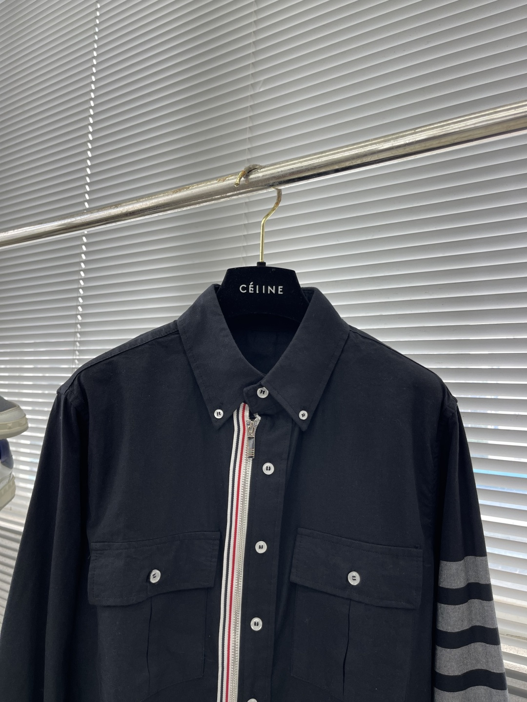 -TB 牛津纺拉链工装双袋外套袖子四道杠衬衫外套TB衬衫经典拉链双袋工装衬衫新款开衫外套 专柜官网同步 