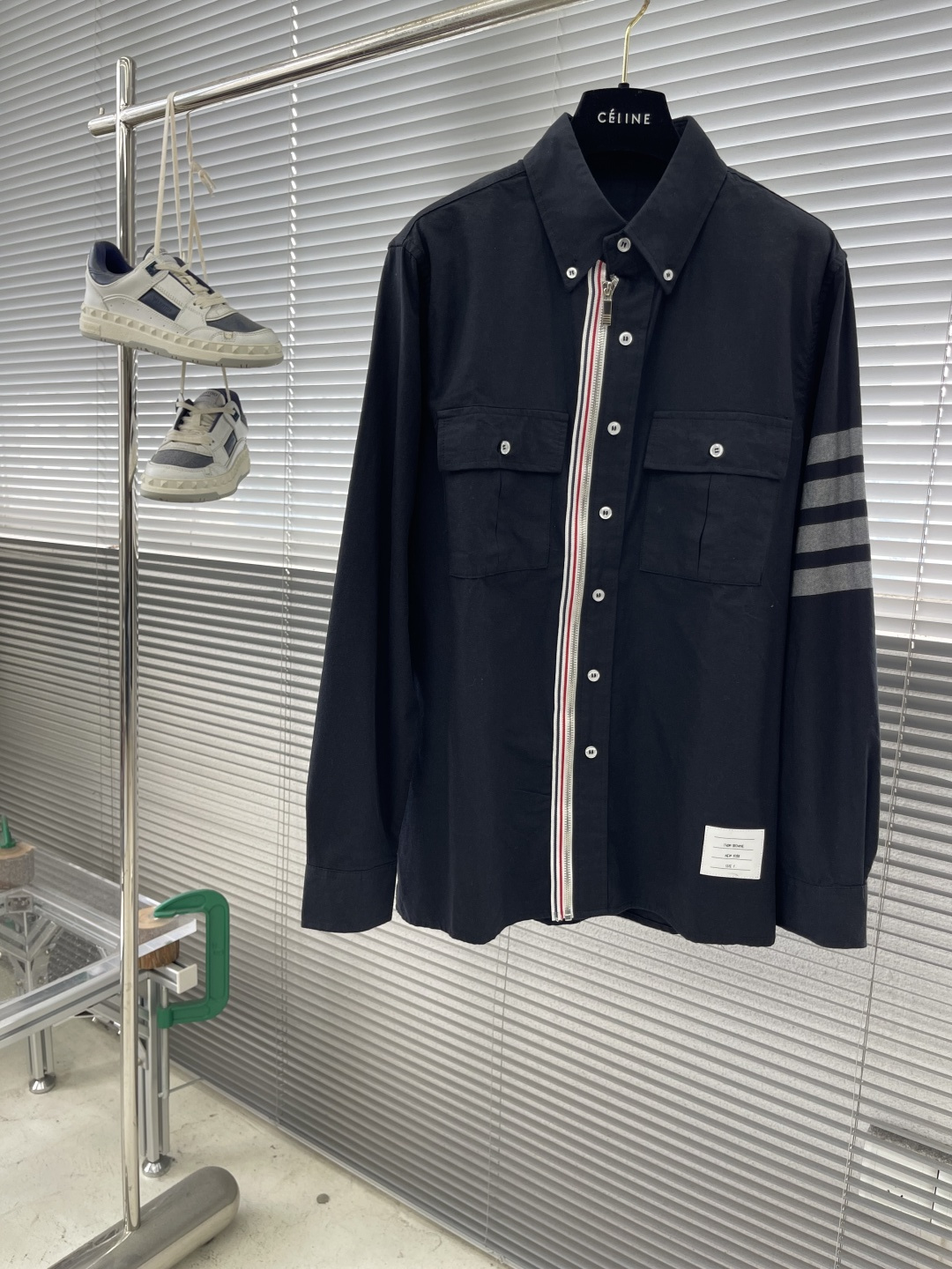 -TB 牛津纺拉链工装双袋外套袖子四道杠衬衫外套TB衬衫经典拉链双袋工装衬衫新款开衫外套 专柜官网同步 