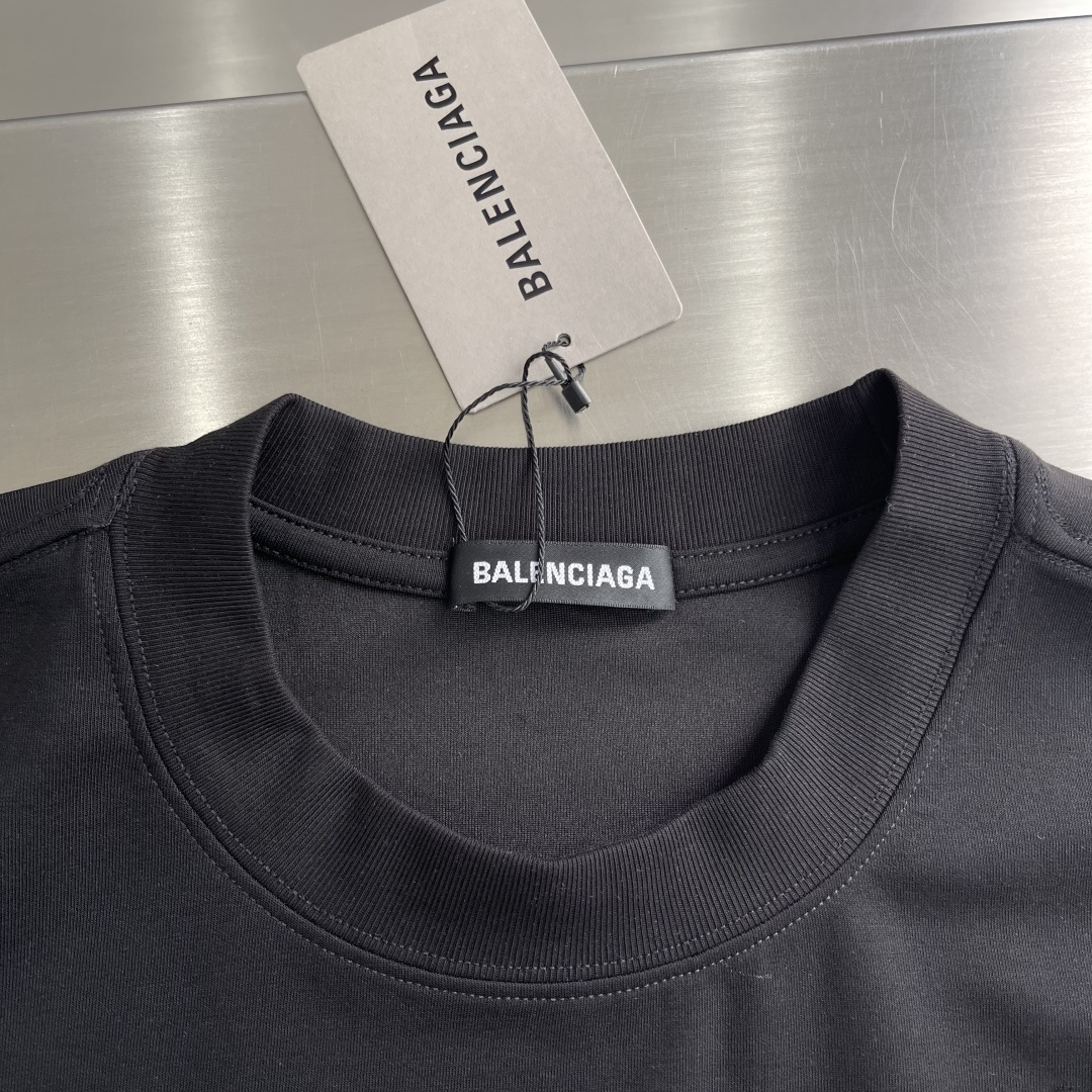 -Balenciag 25fw新款长袖T，定制植绒复合肤感硅胶，莫代尔混纺面料，软糯垂坠男女同款 码数：