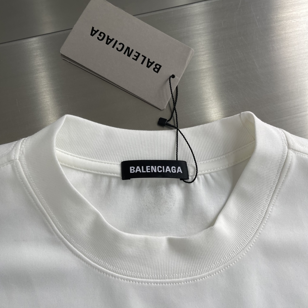 -Balenciag 25fw新款长袖T，定制植绒复合肤感硅胶，莫代尔混纺面料，软糯垂坠男女同款 码数：