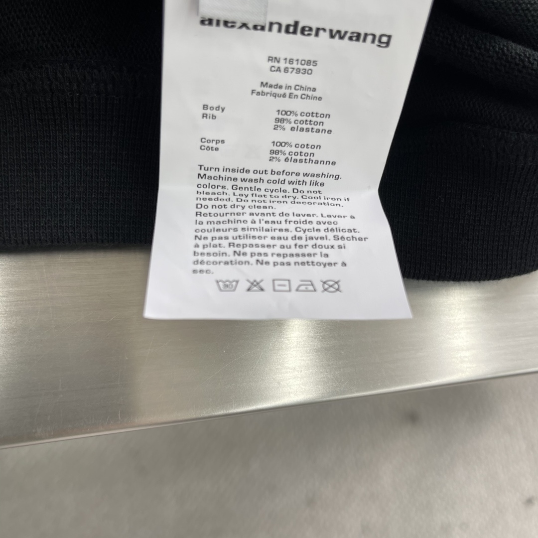 -wang 亚历山大王 25ss新款蓬松徽标宽松休闲长袖Polo衫 男款 黑色码数：XS.S.M衣长66