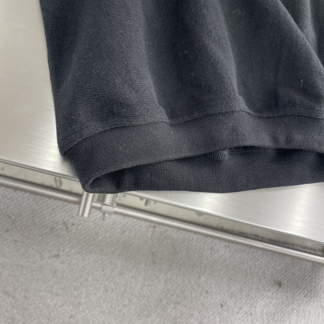 -wang 亚历山大王 25ss新款蓬松徽标宽松休闲长袖Polo衫 男款 黑色码数：XS.S.M衣长66