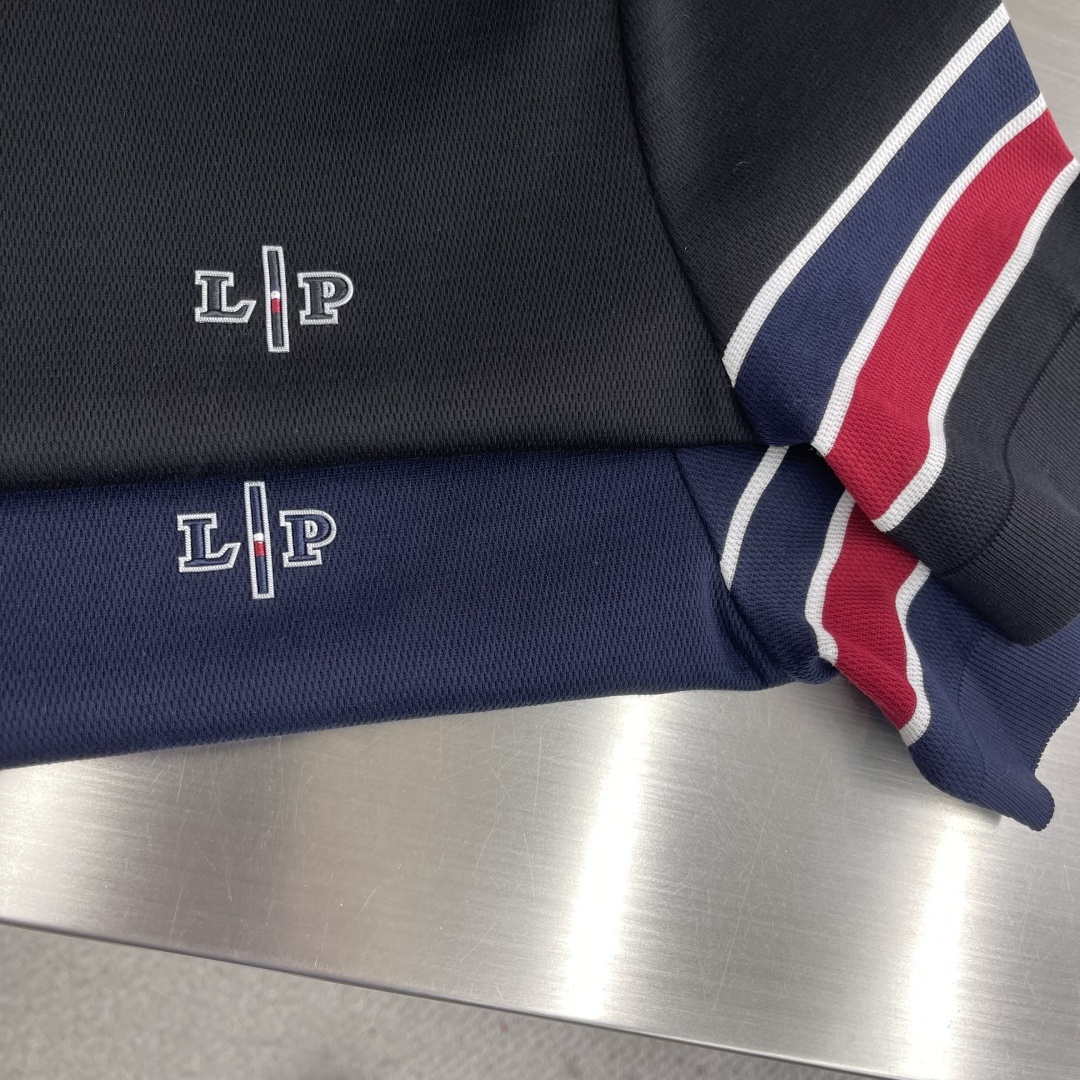 -KITON 25SS春夏新款科技纤维混纺针织翻领短Tee,臂袖三色织带嵌花针织短袖Polo衫!贸易公司