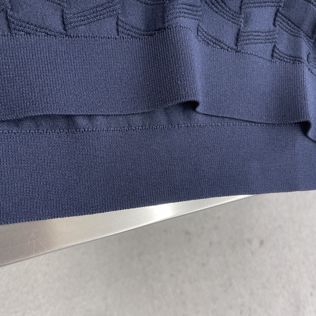 -KITON 25SS春夏新款科技纤维混纺针织翻领短Tee,男士红标拉链门襟斜条纹嵌花针织短袖Polo衫