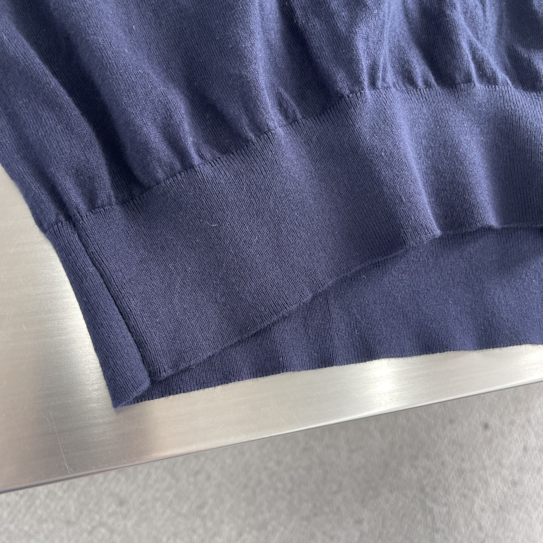 -Loro Piana 25fw新款纯色圆领棉质针织衫 男款 海军蓝码数：48.50.52.54衣长66