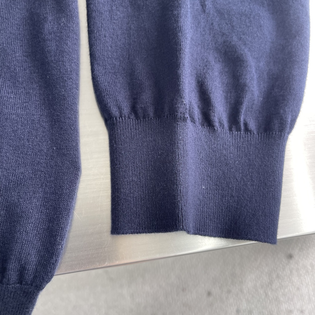 -Loro Piana 25fw新款纯色圆领棉质针织衫 男款 海军蓝码数：48.50.52.54衣长66